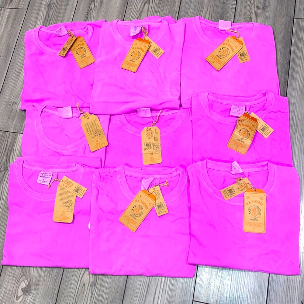US VINTAGE,ESTABLISHED 1965 SHIRT,10PC, COLOR VIOLET,MULT SIZES .XL,L,S,2XL